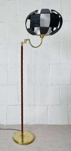 Mid Century Modern Scandinavian Leather Wrapped Ewa Floor Lamp Sweden 1950s - 2531054