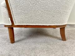 Mid Century Modern Scandinavian Lounge Chair in Mahogany Frame Boucl  - 3382059