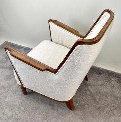 Mid Century Modern Scandinavian Lounge Chair in Mahogany Frame Boucl  - 3382061