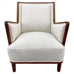 Mid Century Modern Scandinavian Lounge Chair in Mahogany Frame Boucl  - 3382069
