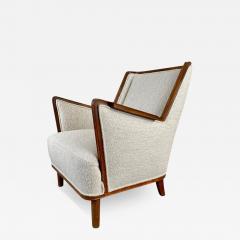 Mid Century Modern Scandinavian Lounge Chair in Mahogany Frame Boucl  - 3384381