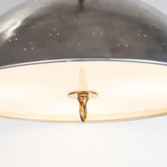 Mid Century Modern Scandinavian Perforated Aluminum Brass Lucite Pendant - 1459891