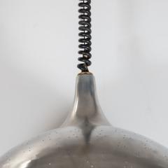 Mid Century Modern Scandinavian Perforated Aluminum Brass Lucite Pendant - 1459894