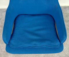 Mid Century Modern Scandinavian Walnut Barrel Armchair in Blue Upholstery - 3494001