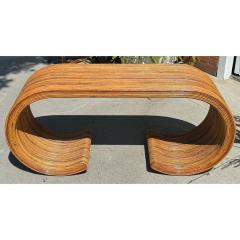Mid Century Modern Scrolled Split Reed Bamboo Waterfall Console Table - 3561271