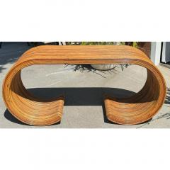 Mid Century Modern Scrolled Split Reed Bamboo Waterfall Console Table - 3561272