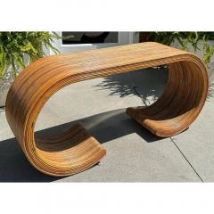 Mid Century Modern Scrolled Split Reed Bamboo Waterfall Console Table - 3561275