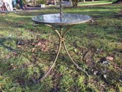 Mid Century Modern Scrollwork Wrought Iron Floor Lamp with Circular Glass Table - 4182545
