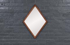 Mid Century Modern Sculpted Diamond Shape Walnut Mirror - 4710891