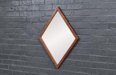 Mid Century Modern Sculpted Diamond Shape Walnut Mirror - 4710892