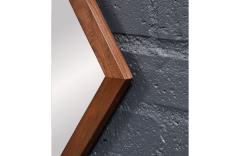 Mid Century Modern Sculpted Diamond Shape Walnut Mirror - 4710896