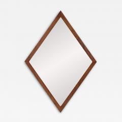 Mid Century Modern Sculpted Diamond Shape Walnut Mirror - 4710897