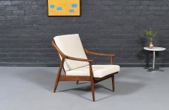 Mid Century Modern Sculpted Elm Tweed Lounge Chair - 4592853