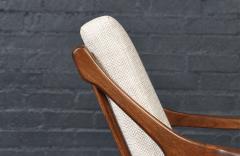 Mid Century Modern Sculpted Elm Tweed Lounge Chair - 4592857