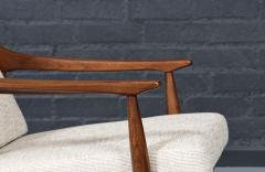 Mid Century Modern Sculpted Elm Tweed Lounge Chair - 4592858