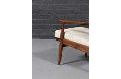 Mid Century Modern Sculpted Elm Tweed Lounge Chair - 4592861