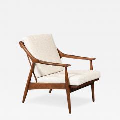 Mid Century Modern Sculpted Elm Tweed Lounge Chair - 4595231