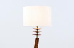 Mid Century Modern Sculpted Floor Lamp with Brass Accents - 3374106