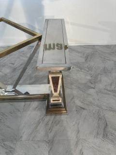 Mid Century Modern Sculpted Metal And Marble Dining Table with Glass Top 1970 - 3449497