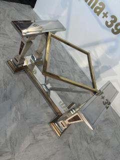 Mid Century Modern Sculpted Metal And Marble Dining Table with Glass Top 1970 - 3449499