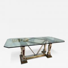 Mid Century Modern Sculpted Metal And Marble Dining Table with Glass Top 1970 - 3449825