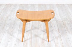 Mid Century Modern Sculpted Primavera Wood Stool - 2585229