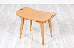 Mid Century Modern Sculpted Primavera Wood Stool - 2585230