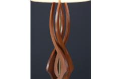 Mid Century Modern Sculpted Spiral Walnut Table Lamp - 3723731