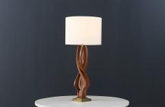 Mid Century Modern Sculpted Spiral Walnut Table Lamp - 3723734