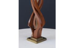 Mid Century Modern Sculpted Spiral Walnut Table Lamp - 3723735