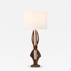 Mid Century Modern Sculpted Spiral Walnut Table Lamp - 3728095