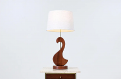 Mid Century Modern Sculpted Teak Swan Style Table Lamp - 2685117