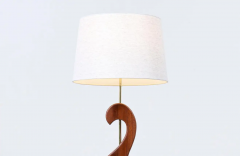 Mid Century Modern Sculpted Teak Swan Style Table Lamp - 2685118