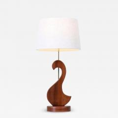 Mid Century Modern Sculpted Teak Swan Style Table Lamp - 2687012