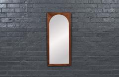 Mid Century Modern Sculpted Walnut Beveled Frame Arch Mirror - 4644305