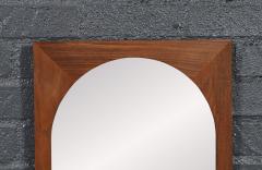 Mid Century Modern Sculpted Walnut Beveled Frame Arch Mirror - 4644306