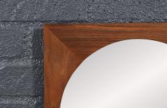Mid Century Modern Sculpted Walnut Beveled Frame Arch Mirror - 4644308