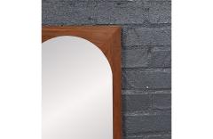 Mid Century Modern Sculpted Walnut Beveled Frame Arch Mirror - 4644310