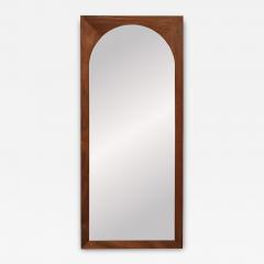 Mid Century Modern Sculpted Walnut Beveled Frame Arch Mirror - 4648165
