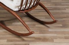 Mid Century Modern Sculpted Walnut Boucle Rocking Chair - 4309034