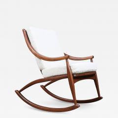 Mid Century Modern Sculpted Walnut Boucle Rocking Chair - 4310000