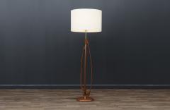 Mid Century Modern Sculpted Walnut Brass Floor Lamp - 3600361