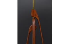 Mid Century Modern Sculpted Walnut Brass Floor Lamp - 3600366
