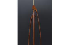 Mid Century Modern Sculpted Walnut Brass Floor Lamp - 3600367