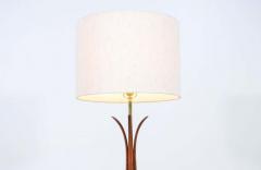 Mid Century Modern Sculpted Walnut Floor Lamp with Brass Accents - 2296854
