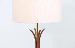 Mid Century Modern Sculpted Walnut Floor Lamp with Brass Accents - 2296855