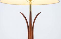 Mid Century Modern Sculpted Walnut Floor Lamp with Brass Accents - 2296869