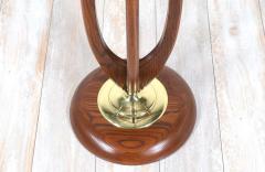 Mid Century Modern Sculpted Walnut Floor Lamp with Brass Accents - 2296872