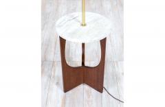 Mid Century Modern Sculpted Walnut Floor Lamp with Marble Side Table - 2299876