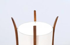 Mid Century Modern Sculpted Walnut Floor Lamp with New Linen Shade - 2695118